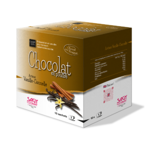 Boite de chocolat en poudre vanille-cannelle